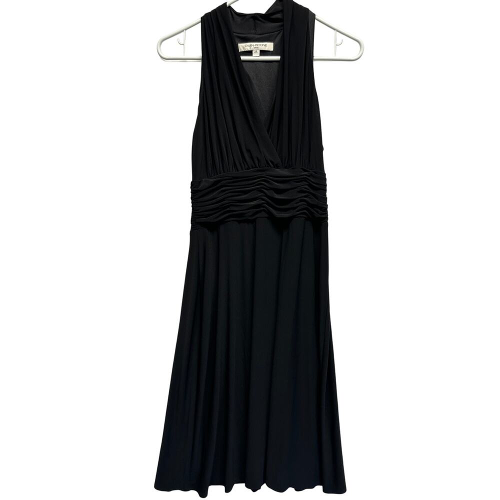Evan-Picone Black‎ Sleeveless Ruched Waist Midi Dress Size 6 Little Black Dress